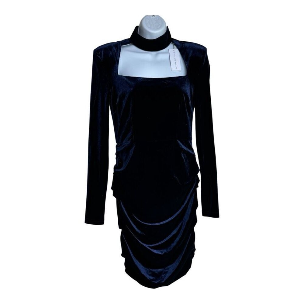 Bianca and Bridgett Dominica Dress. navy velvet, long-sleeved dress size 8 NWT c